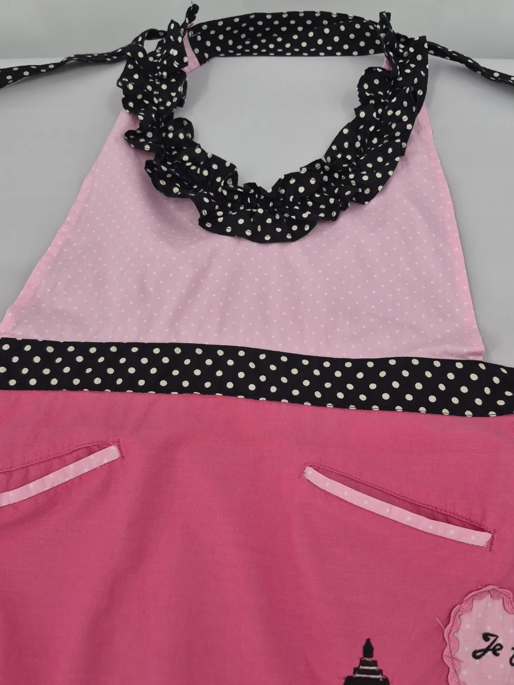Sur La Table Apron One Size Pink Black Paris Eiffel Tower Polka Dot Retro